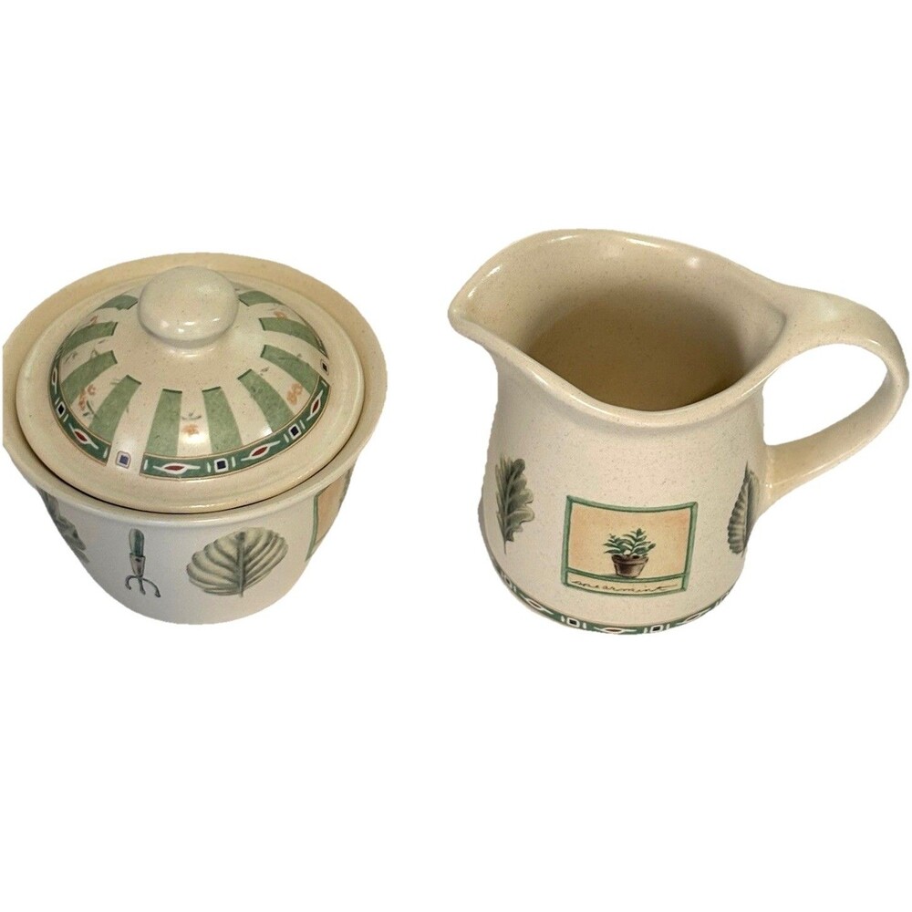 Pfaltzgraff Creamer And Sugar Bowl With Lid Set Portfolio Naturewood Stoneware